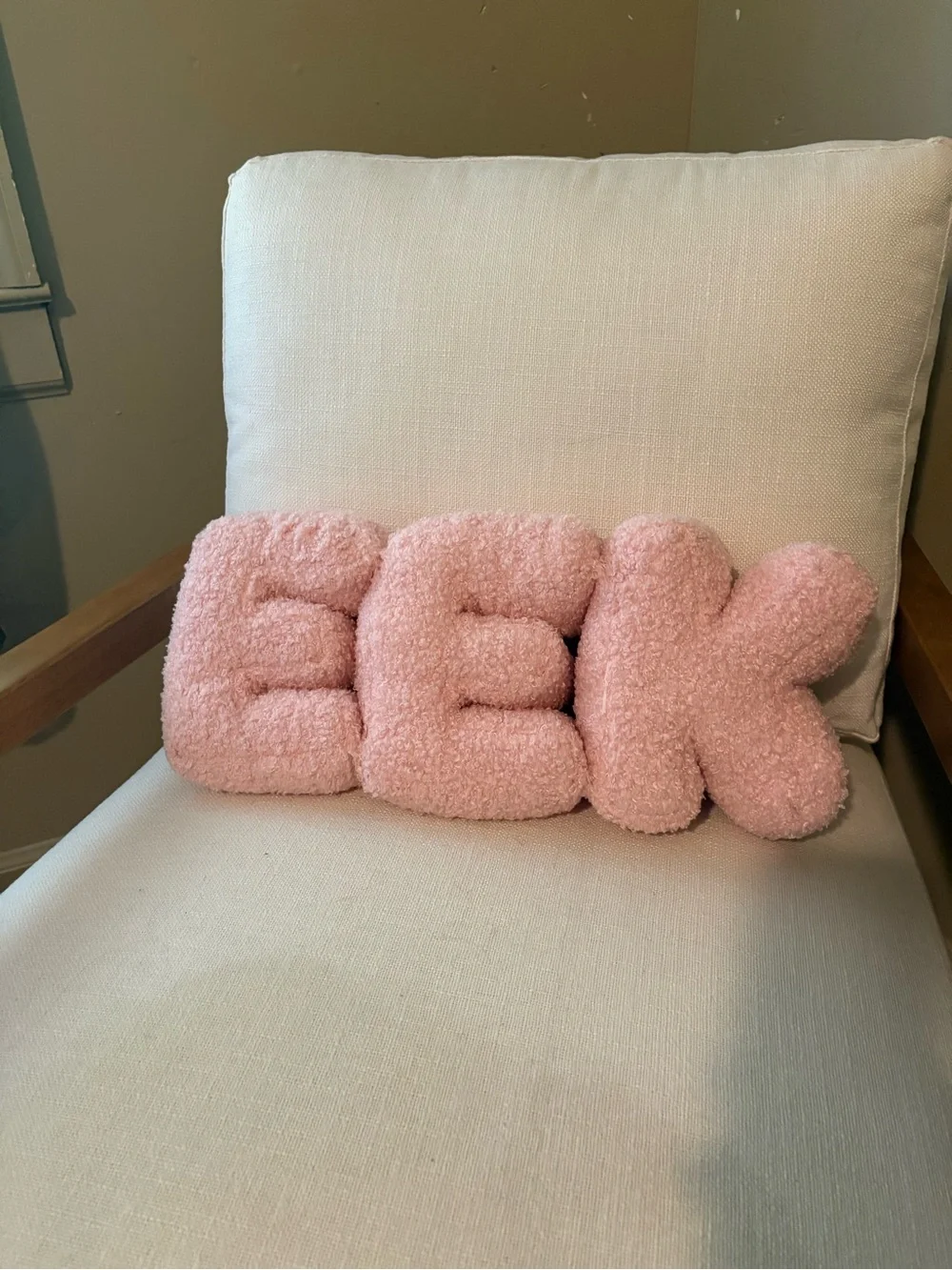 Plush 'E E K' pillow